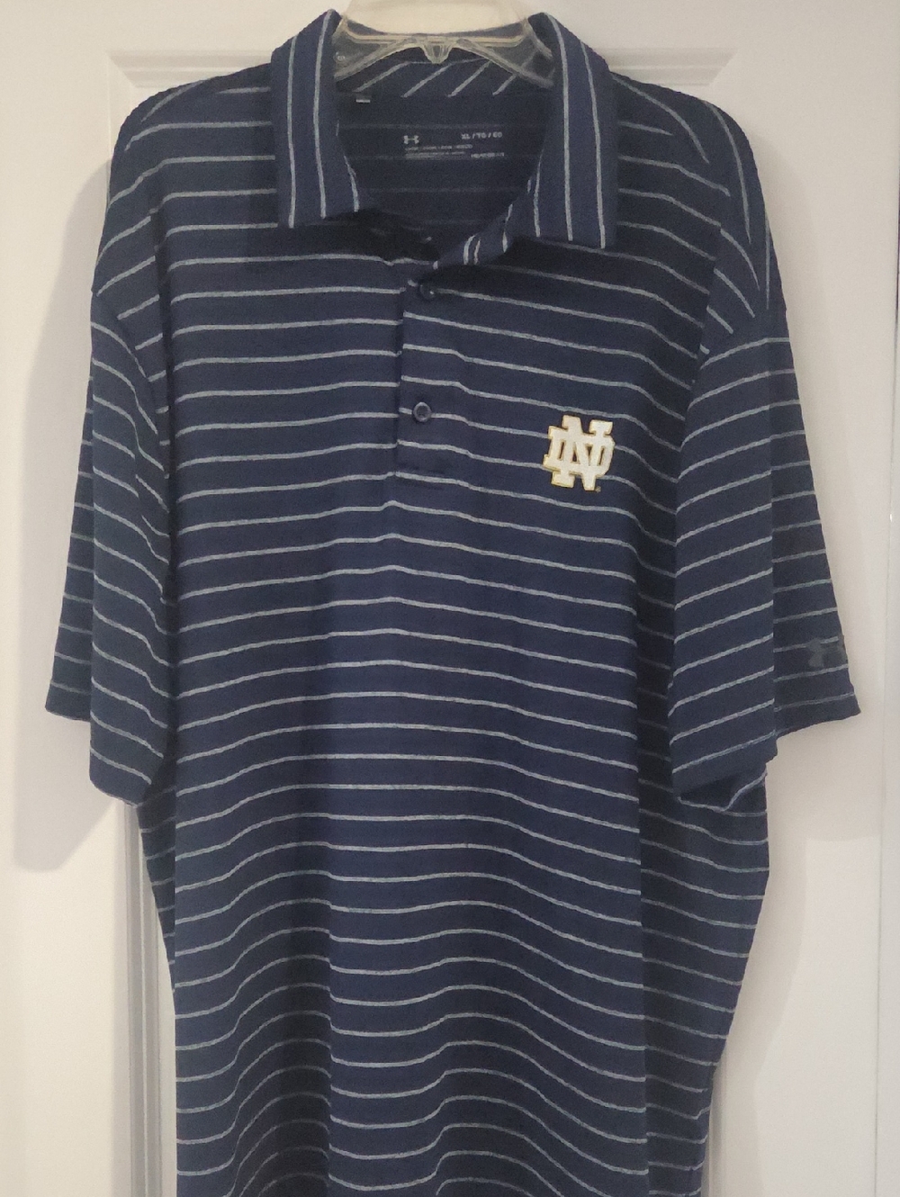 Men's Notre Dame Navy Striped Polo Shirt